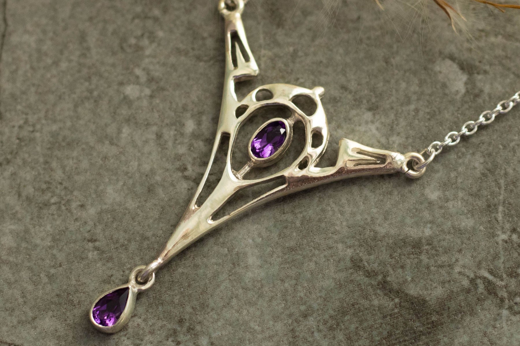 Jugendstil - Art Nouveau Kette 925 Silber Rosé vergoldet mit Opal