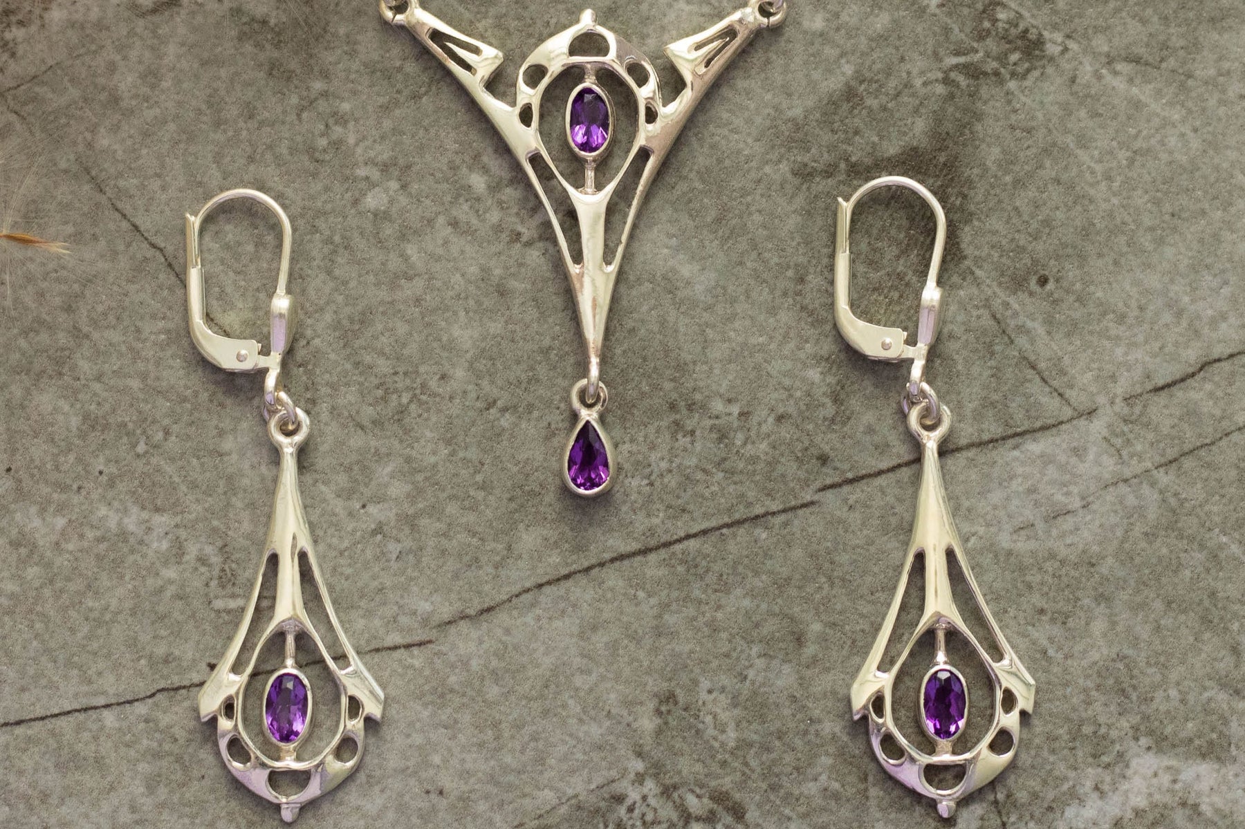 Jugendstil - Art Nouveau Kette 925 Silber Rosé vergoldet mit Opal