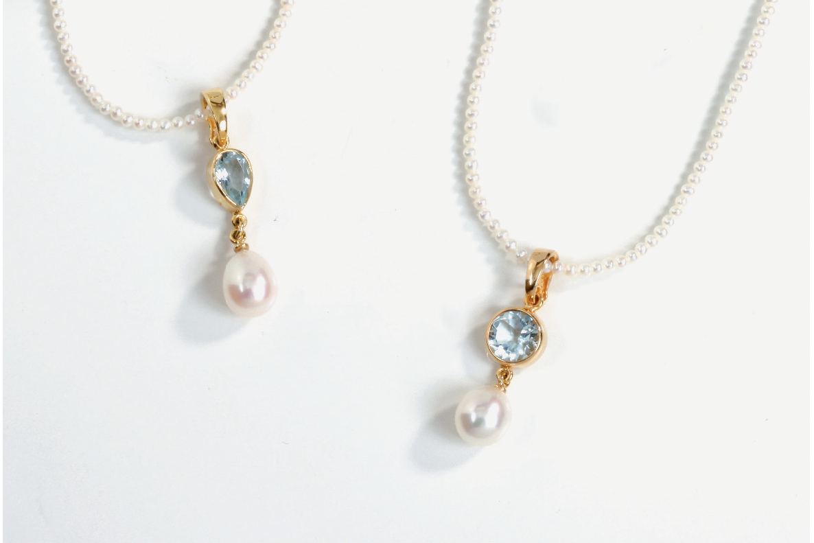 Eleganter Anhänger mit Aquamarin und Süßwasserperle