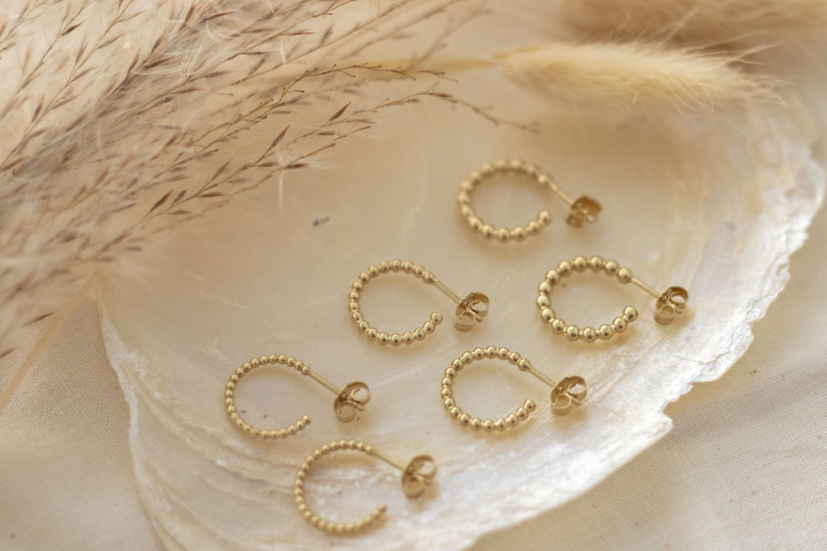 Kugel Creolen aus 585 Gelbgold 2,0 mm Kügelchen massiv