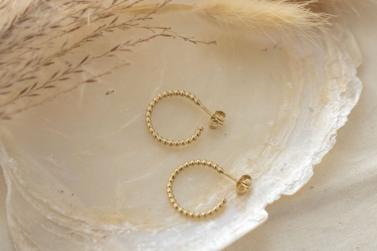 Filigrane Kugelcreolen 925 Sterling Silber vergoldet - Kugeln 1,5 mm