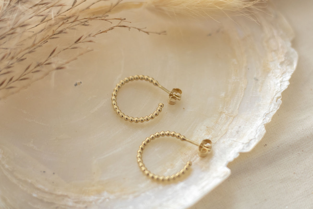 Zeitlose Kugelcreolen 1,5 mm aus 585 Gelbgold 14 Karat