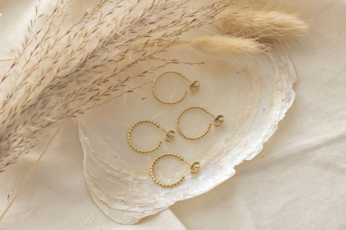 Zeitlose Kugelcreolen 1,5 mm aus 585 Gelbgold 14 Karat