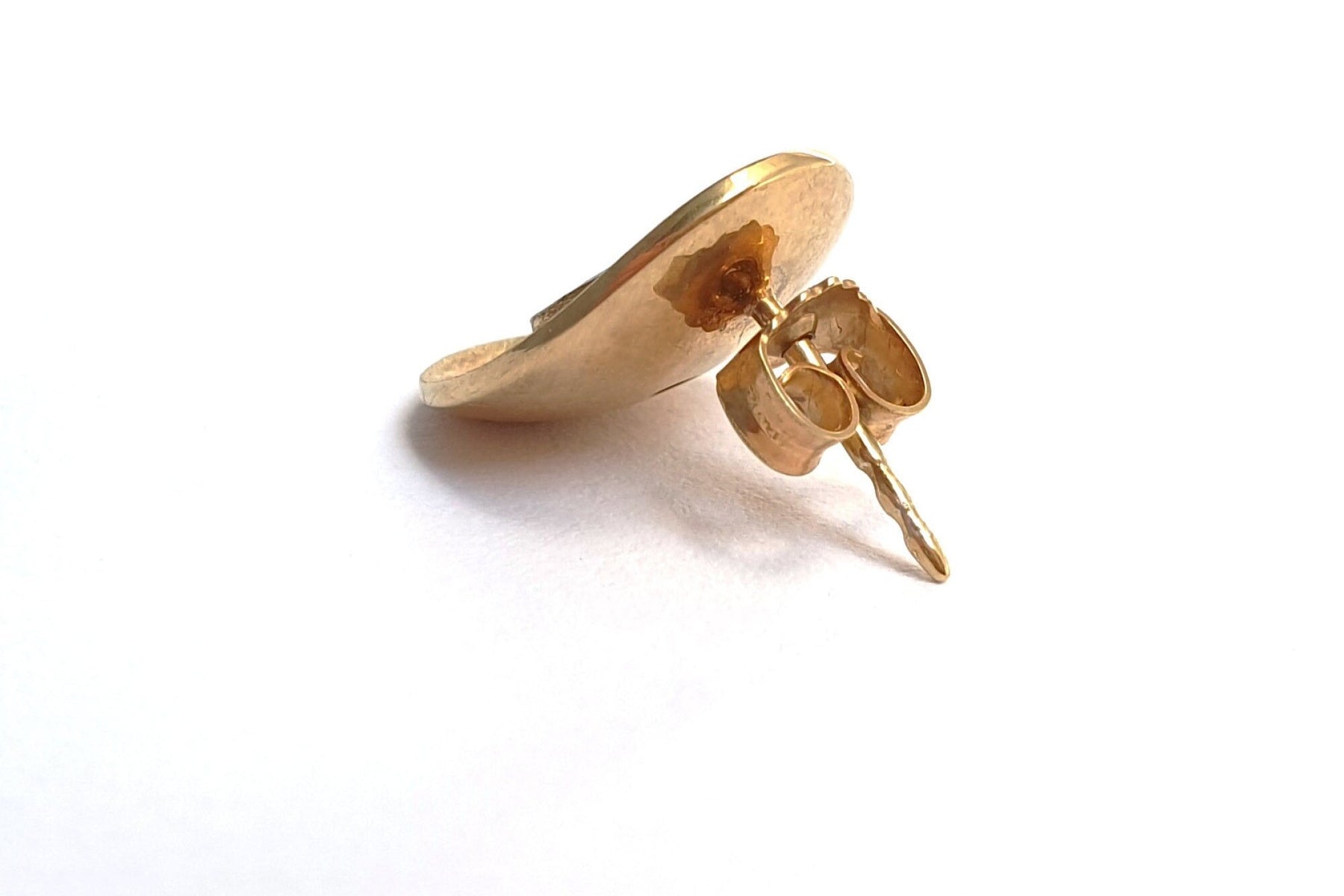 585 Gelbgold Ohrstecker oval 14 Karat Peridot Edelstein gewölbte Scheibe Ohrringe ausgefallen außergewöhnlich