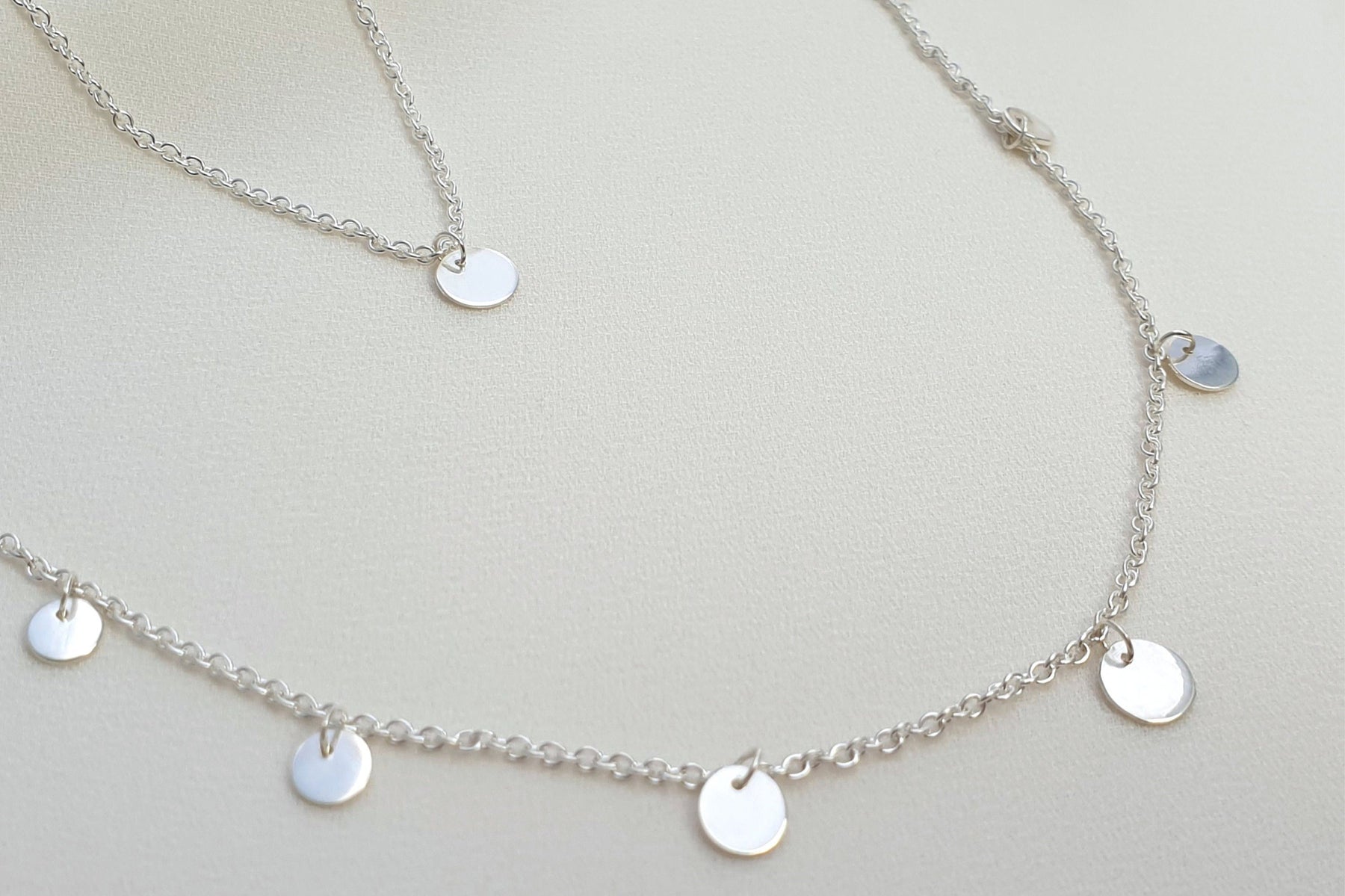 Plättchenkette 925 Sterling Silber Kette feine Münzen Handarbeit besonderes Geschenk Scheibe Kreis
