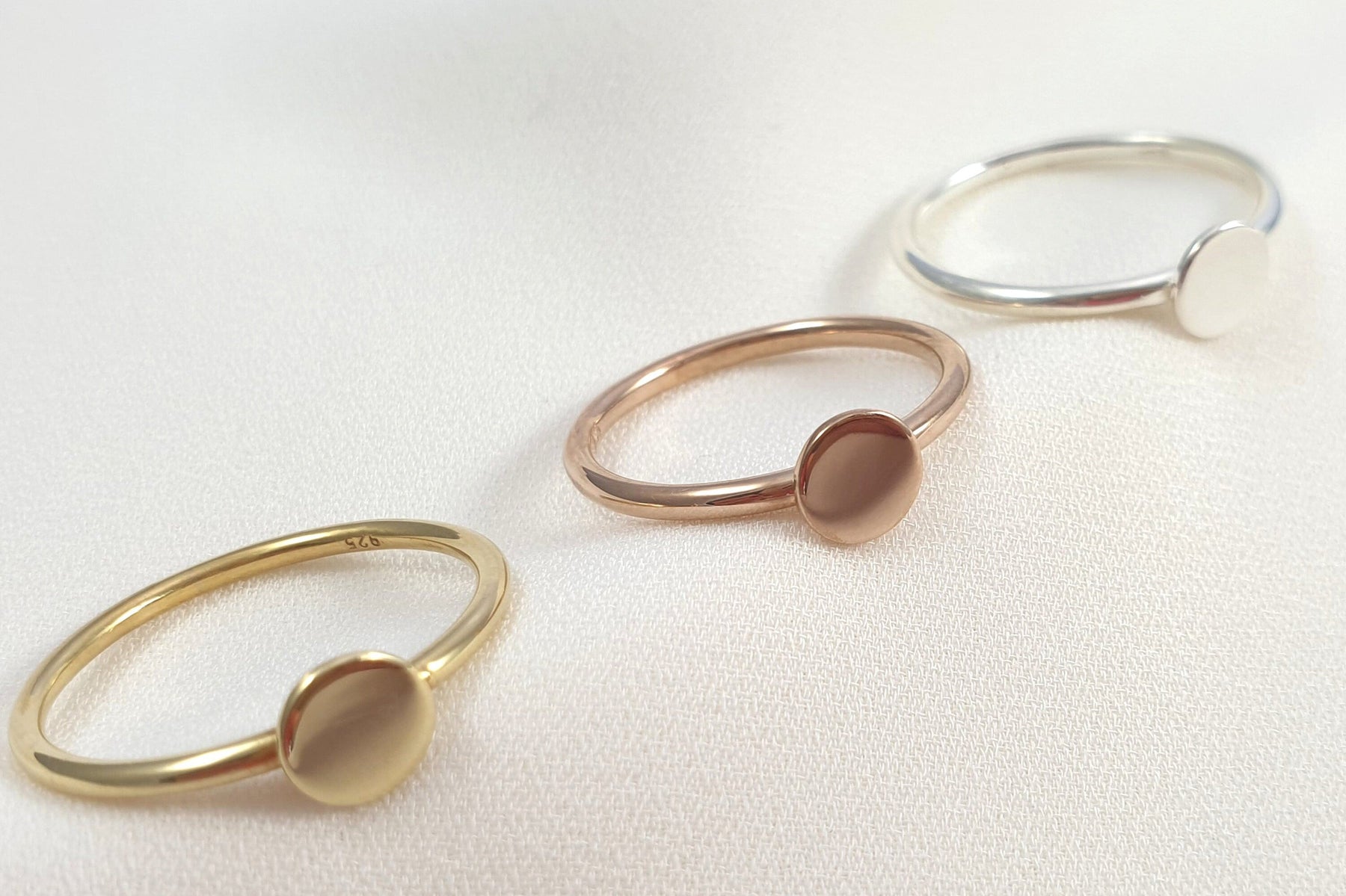 Plättchenring, rosegold Ring, 925 Sterling Silber Roségold vergoldet, Ring mit Scheibe