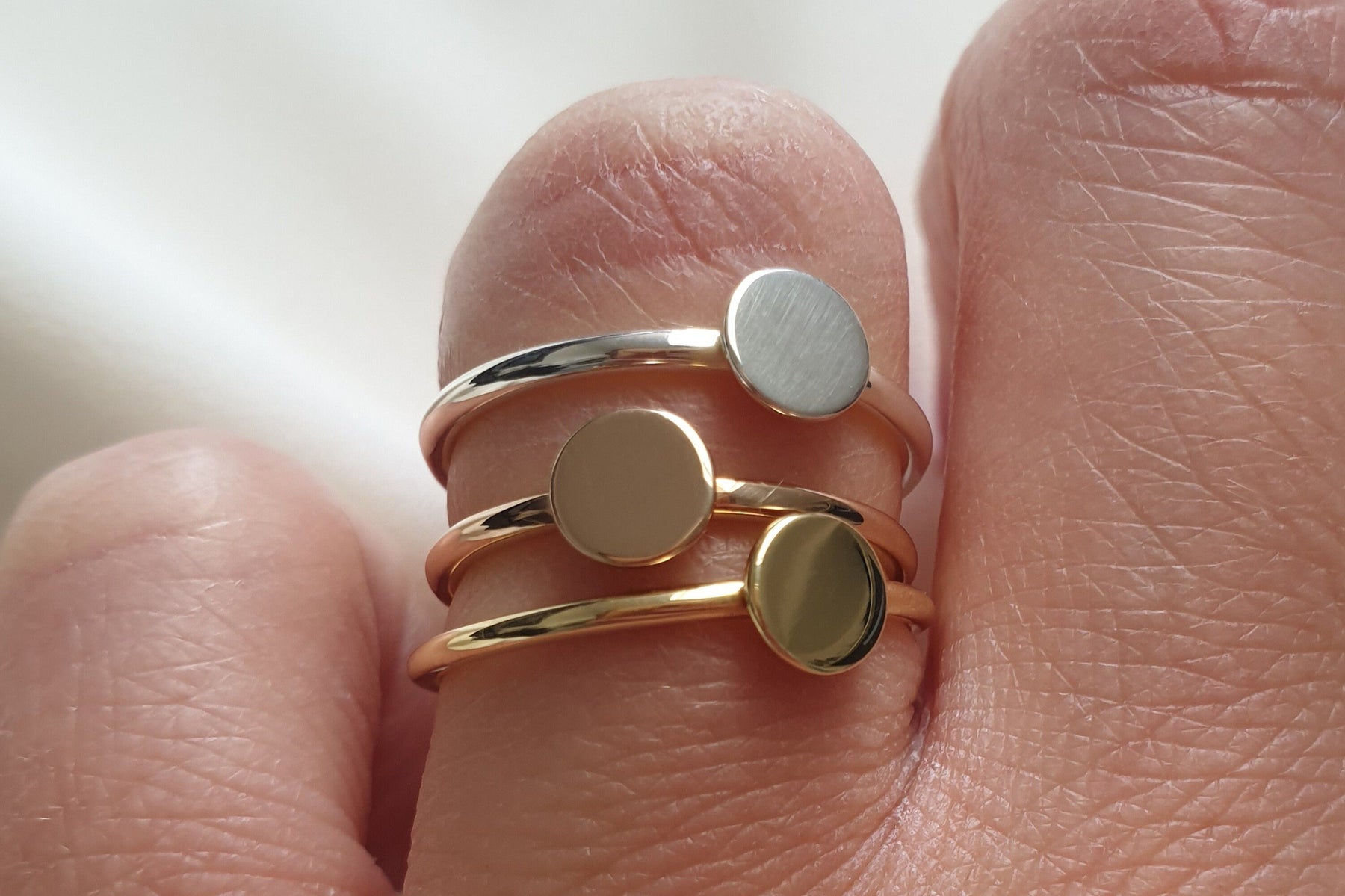 Plättchenring, rosegold Ring, 925 Sterling Silber Roségold vergoldet, Ring mit Scheibe