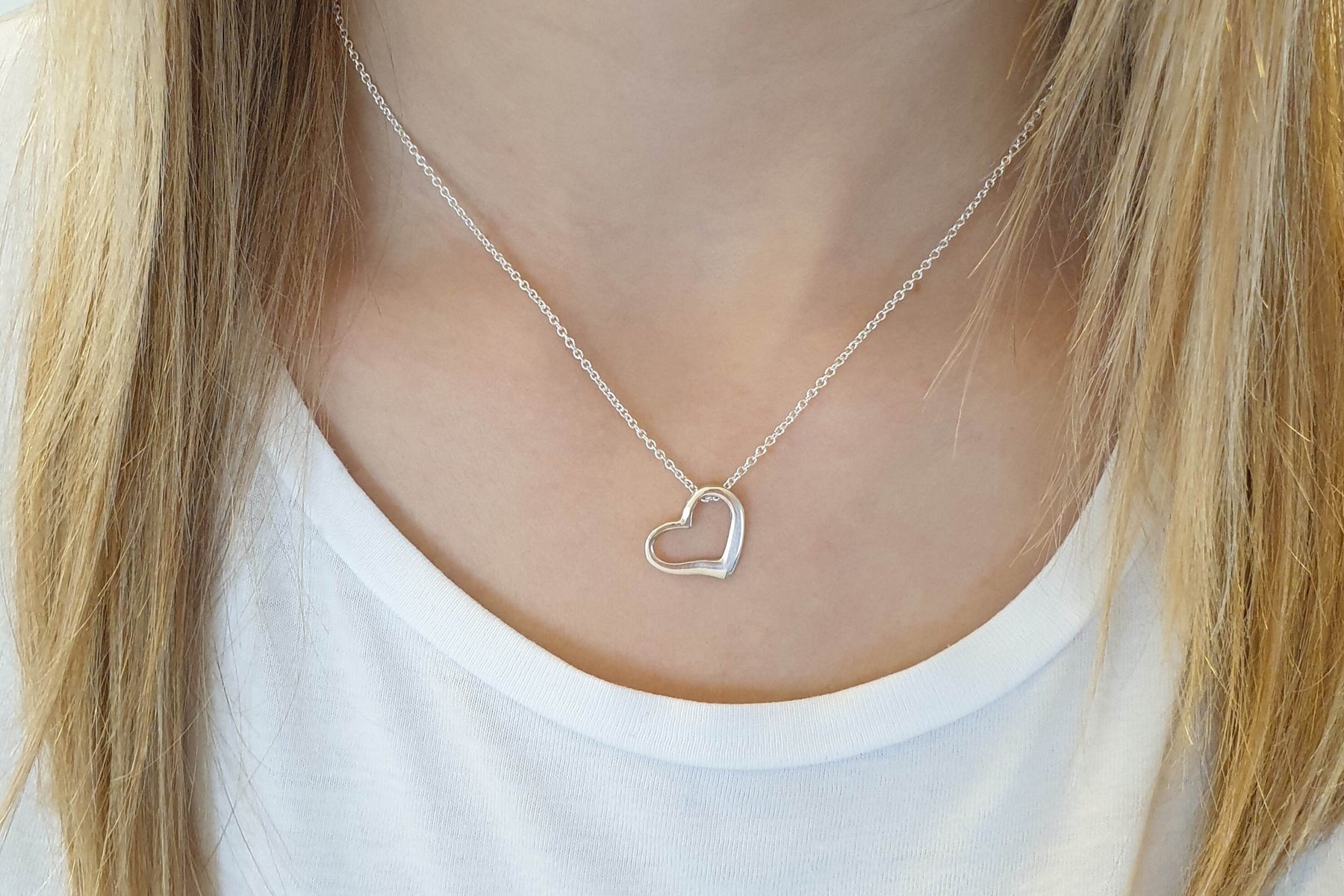 Herzkette, 925 Sterling Silber Halskette mit Herzanhänger, zarte Kette, romantisches Geschenk