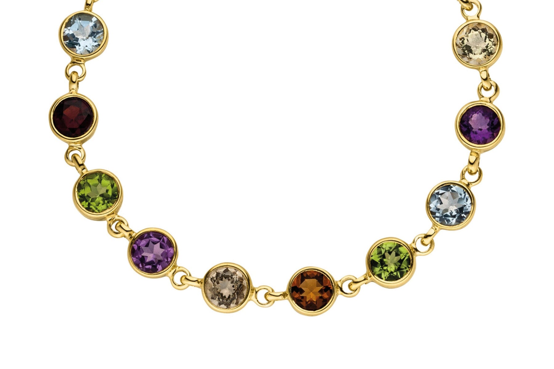 Buntes Edelsteinarmband 585 Gelbgold 14 Karat Goldarmband Multicolor Regenbogen