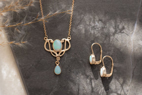 Jugendstilkette Art Nouveau 925 Silber vergoldet mit Opal Edelsteinen