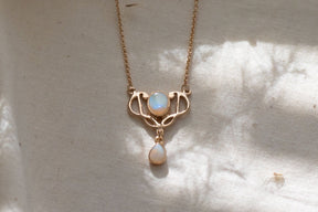 Jugendstilkette Art Nouveau 925 Silber vergoldet mit Opal Edelsteinen