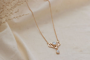 Jugendstilkette Art Nouveau 925 Silber vergoldet mit Opal Edelsteinen