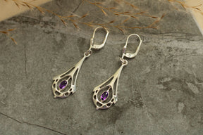 Jugendstil Grün Turmalin Ohrbügel 925 Sterling Silber