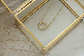 Edle 585 Goldkette mit kleinem Kugelring und Brillant 0,06 ct., feine filigrane Kugelringkette, handgefertigt