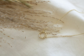 Edle 585 Goldkette mit kleinem Kugelring und Brillant 0,06 ct., feine filigrane Kugelringkette, handgefertigt