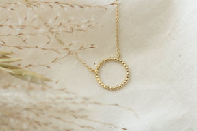 Edle Kugelringkette aus 585 Gelbgold