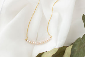 Perlenkette aus 585 Gelbgold mit zart rosé farbenen Perlen
