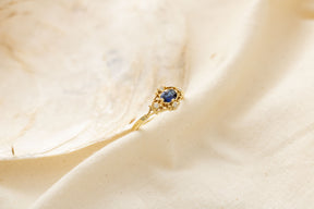 Zarter Jugendstil Ring 585 Gelbgold mit Saphir und Brillanten