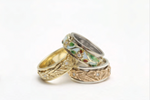 Romantischer Jugendstil Blumenring mit Diamanten