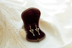 Jugendstil Ohrbügel, Ohrring 925 Sterling Silber Rosegold vergoldet, Ohrhänger Granat und Opal Edelstein, Ohrbrisur Art Nouveau,