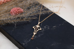 Jugendstilkette mit Granat, Art Nouveau Collier 925 Silber Roségold vergoldet, außergewöhnliche Jugendstil Halskette, Vintage Kette Granat