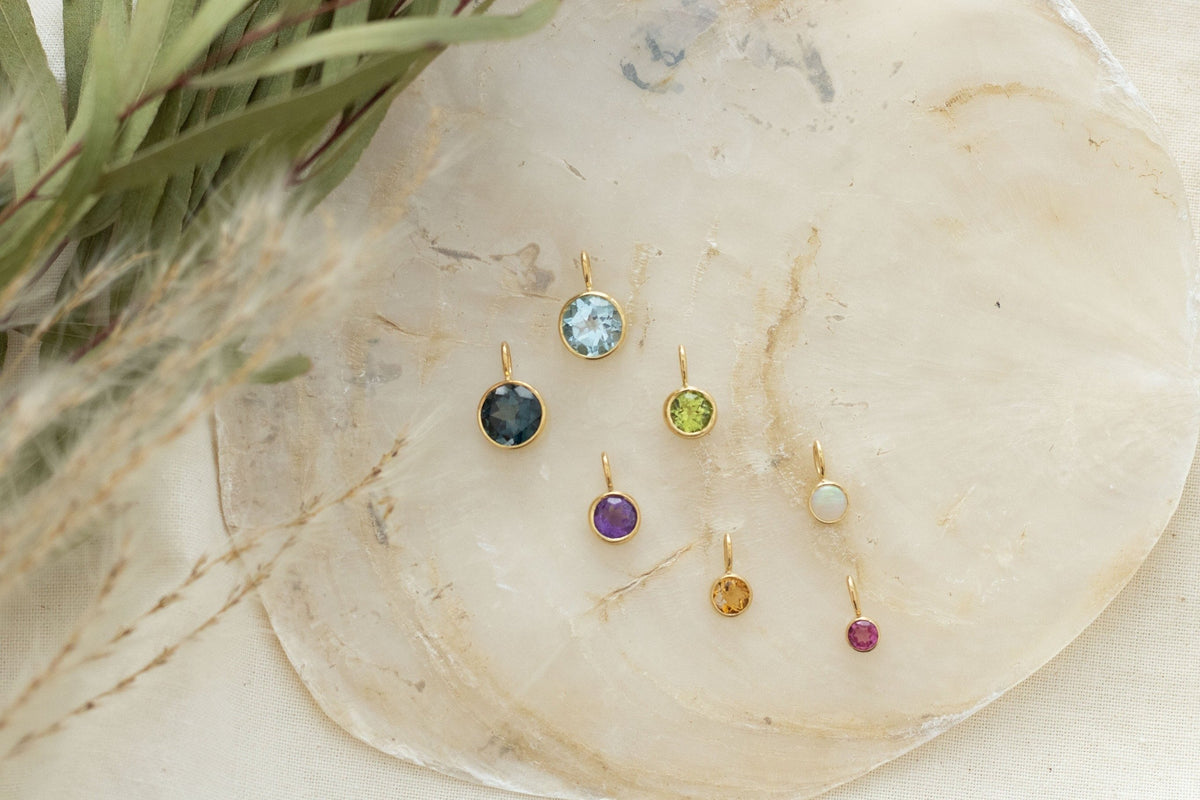 Ketten Anhänger 585 Gold, Natürliche Edelstein Anhänger 14 Karat, Schmuckanhänger 585 Gelbgold, Geburtsstein Anhänger, Geschenk für Sie