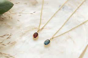 Opal Edelstein Anhänger 14 Karat Gelbgold, Geburtsstein Halsketten Anhänger 585 Gold, Echt Gold Anhänger, Minimalistischer Goldschmuck