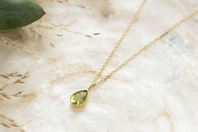 Edelstein Tropfen Anhänger, 14 Karat Gelbgold Ketten Anhänger, echter Goldschmuck, Geburtsstein Anhänger, Brautschmuck, Geschenk