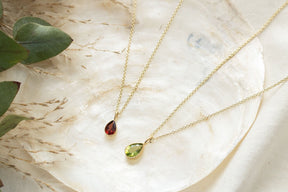 Edelstein Tropfen Anhänger, 14 Karat Gelbgold Ketten Anhänger, echter Goldschmuck, Geburtsstein Anhänger, Brautschmuck, Geschenk