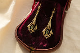 Jugendstil Grün Turmalin Ohrbügel, Grün Turmalin Art Nouveau Schmuck, Ohrring 925 Sterling Silber Gelbgold Rosegold vergoldet, Unikatschmuck