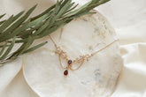 Jugendstilkette Granat und Halbperlen, Art Nouveau Collier Roségold, Antike Jugendstil Halskette, Vintage, Brautschmuck, Unikat, Floral