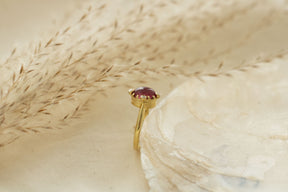 Rosa Turmalin Gold Ring, Jugendstil Goldring 750 Gelbgold, 18 Karat mit Turmalin, Diamant Ring Gold, Unikatschmuck, Goldschmied, Handarbeit