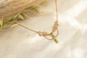 Jugendstilkette Granat und Halbperlen, Art Nouveau Collier Roségold, Antike Jugendstil Halskette, Vintage, Brautschmuck, Unikat, Floral