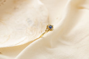 Außergewöhnlicher Jugendstil Ring 585 Gelbgold mit Saphir und Brillanten, 14 Karat Art Nouveau Goldring, Antiker Verlobungsring, Unikat Ring