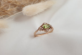 Außergewöhnlicher Jugendstil Ring 585 Gelbgold mit Saphir und Brillanten, 14 Karat Art Nouveau Goldring, Antiker Verlobungsring, Unikat Ring
