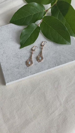 Jugendstil Grün Turmalin Ohrbügel, Grün Turmalin Art Nouveau Schmuck, Ohrring 925 Sterling Silber Gelbgold Rosegold vergoldet, Unikatschmuck