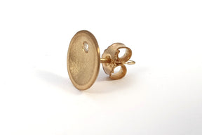 Gelbgold Ohrstecker 585 14 Karat Gold mit Brillanten gesamt 0.04 ct gewölbte Schale Scheibe besonders