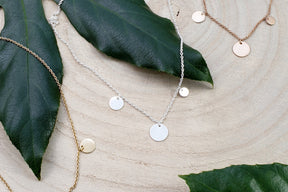 Halskette mit Plättchen Anhänger 925 Sterling Silber Roségold vergoldete Plättchenkette zarte Kette mit 3 runden Münzen Scheibenkette