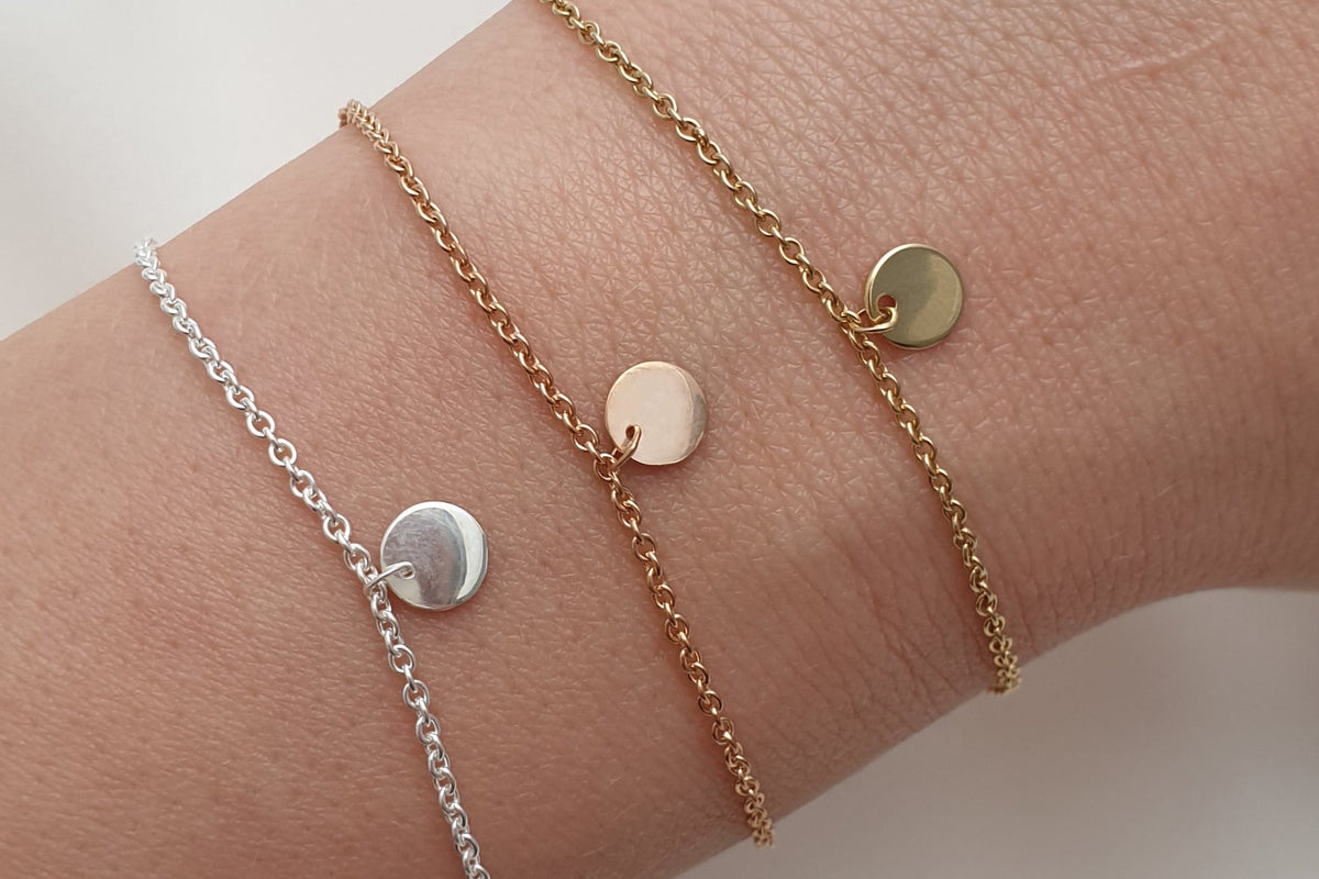 Plättchenarmband 925 Sterling Silber Rosé vergoldetes Plättchenarmband zartes Münzarmband angesagt filigran