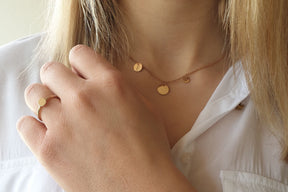 Halskette mit Plättchen Anhänger 925 Sterling Silber Roségold vergoldete Plättchenkette zarte Kette mit 3 runden Münzen Scheibenkette
