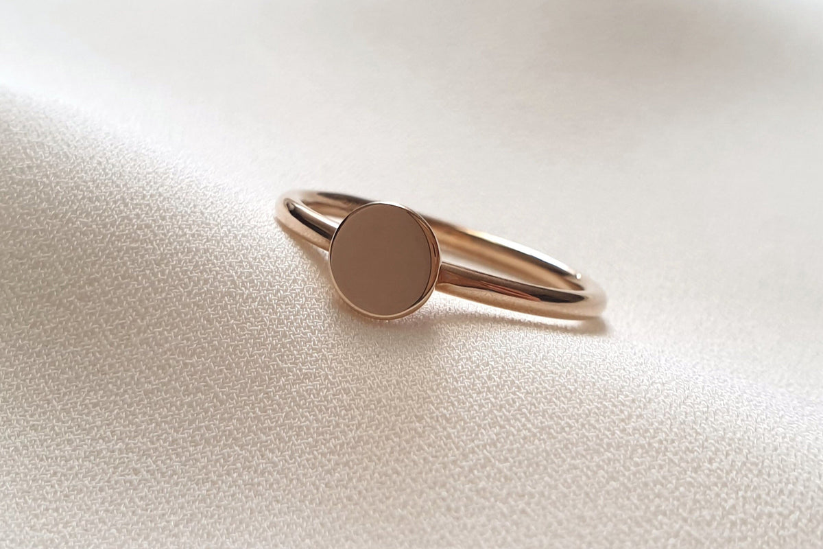Plättchenring, rosegold Ring,  925 Sterling Silber Roségold vergoldet, Ring mit Scheibe