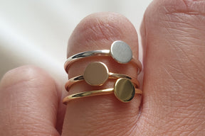 Plättchenring, rosegold Ring,  925 Sterling Silber Roségold vergoldet, Ring mit Scheibe