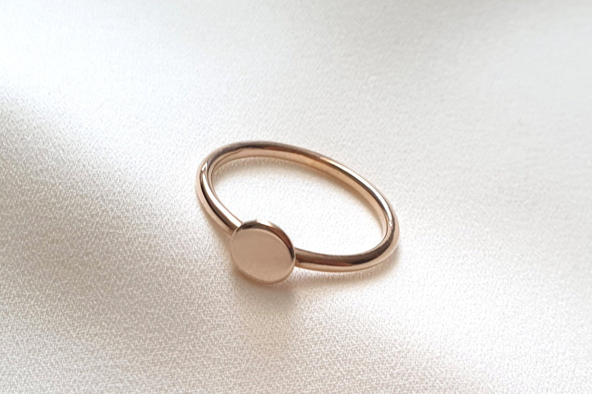 Plättchenring, rosegold Ring,  925 Sterling Silber Roségold vergoldet, Ring mit Scheibe