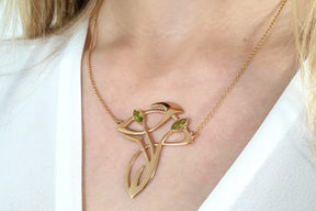 Art Nouveau chain extravagantes Jugendstil Collier  585 Rosegold Kette mit Peridot glamouröse Goldkette historischer Schmuck Handarbeit