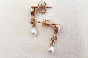 Zarter Jugendstil Ohrhänger Ohrstecker 585 Rosegold 14 karat Granat Edelstein Süßwasserperle Hängeohrringe glamourös elegante Ohrringe