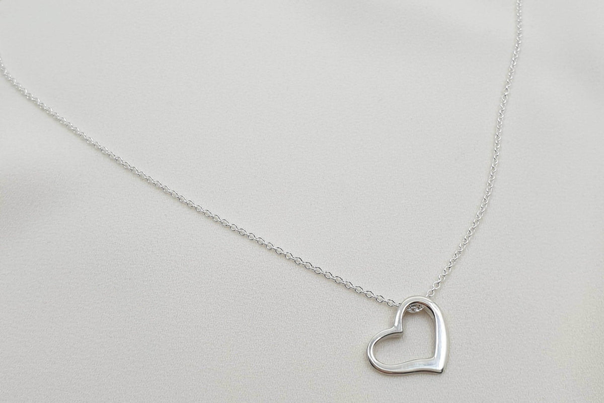 Herzkette,  925 Sterling Silber Halskette mit Herzanhänger, zarte Kette, romantisches Geschenk