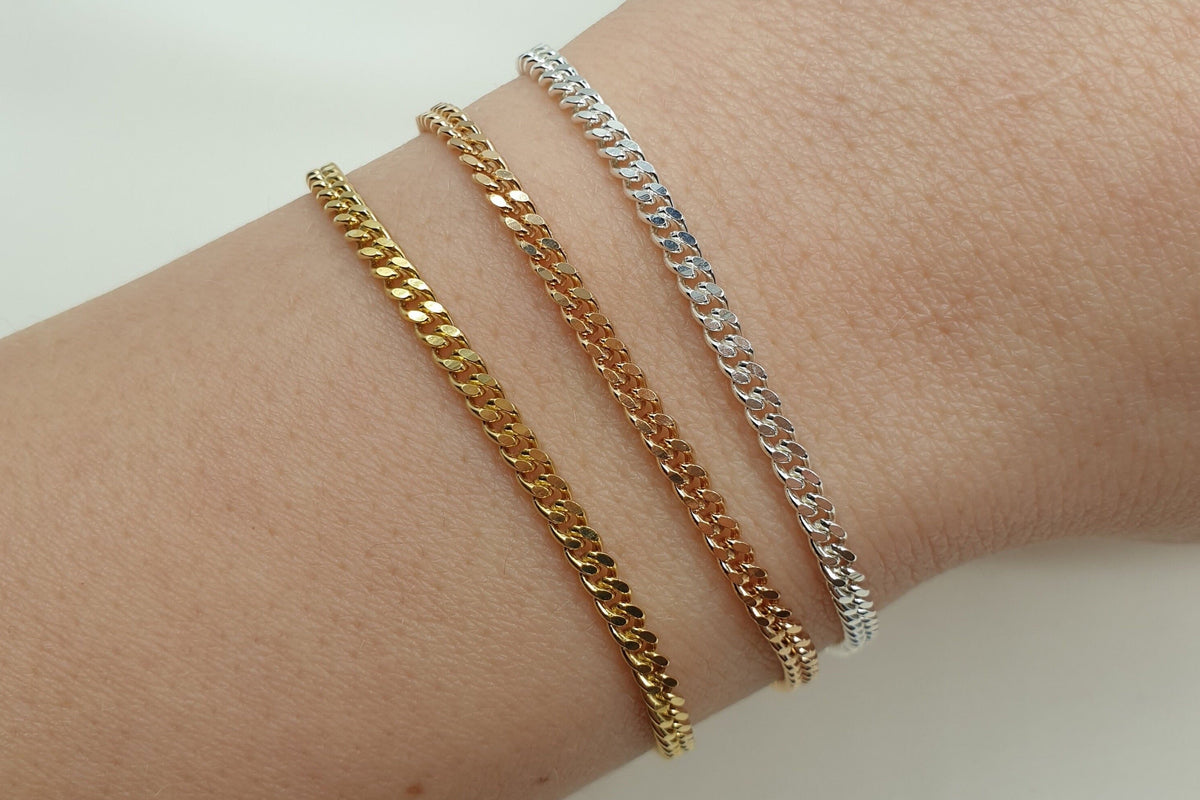 Panzerarmband 925 Sterling Silber Rosegold vergoldet hochwertig Flachpanzer 2,7 mm breit massiv trendig angesagt Handarbeit