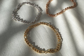 Figaro Goldarmband 5 mm breit 925 Sterling Silber massiv Gelbgold oder Rosegold vergoldet