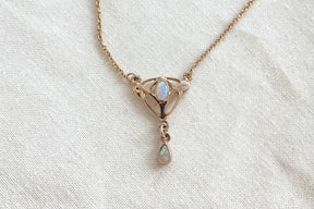 Jugendstilkette Art Nouveau chain 925 Silber Roségold vergoldet feines Collier mit Opal Edelsteinen Vintage Goldkette