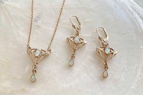 Jugendstilkette Art Nouveau chain 925 Silber Roségold vergoldet feines Collier mit Opal Edelsteinen Vintage Goldkette